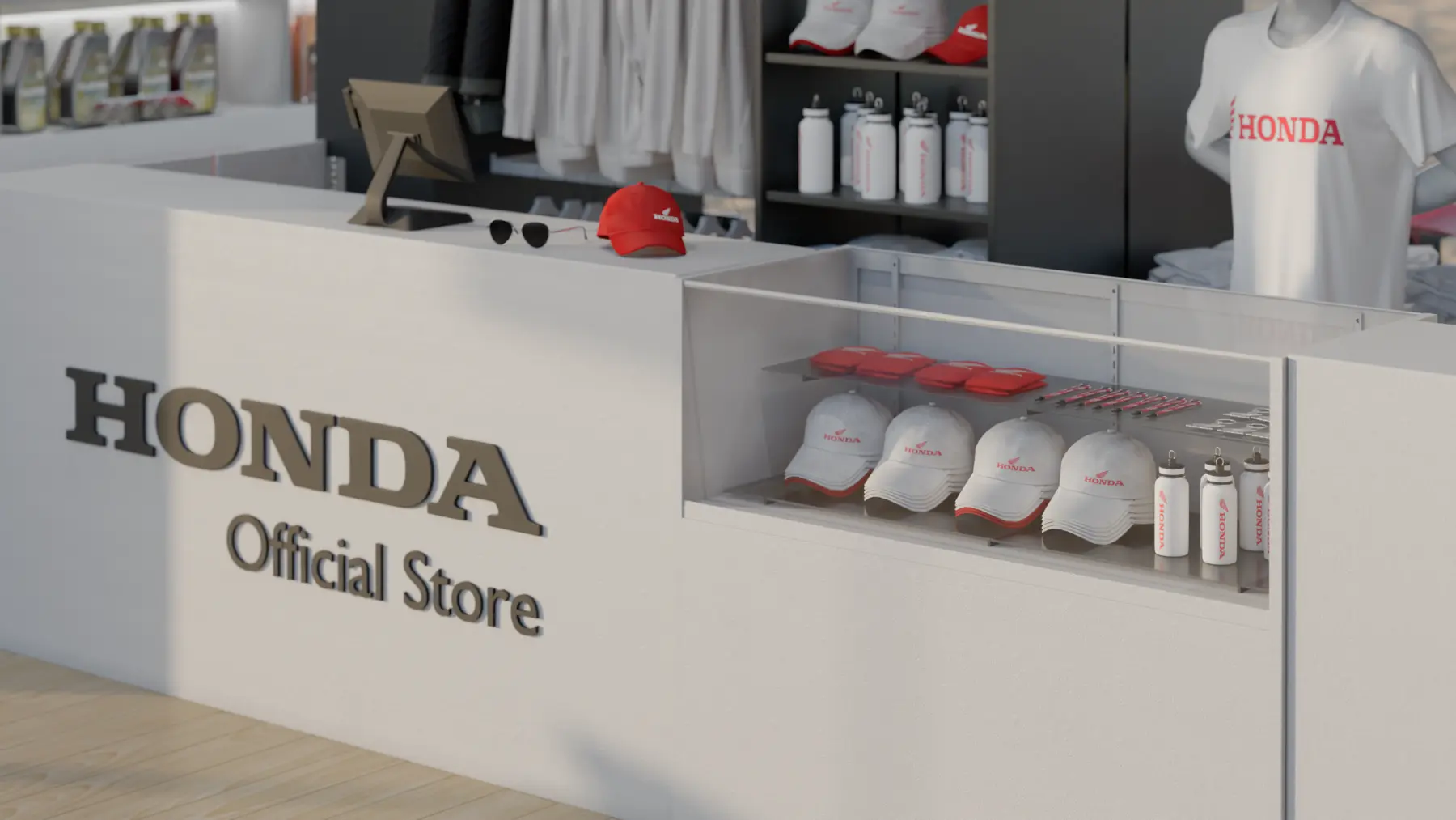 Honda Official Store, retail counter detail