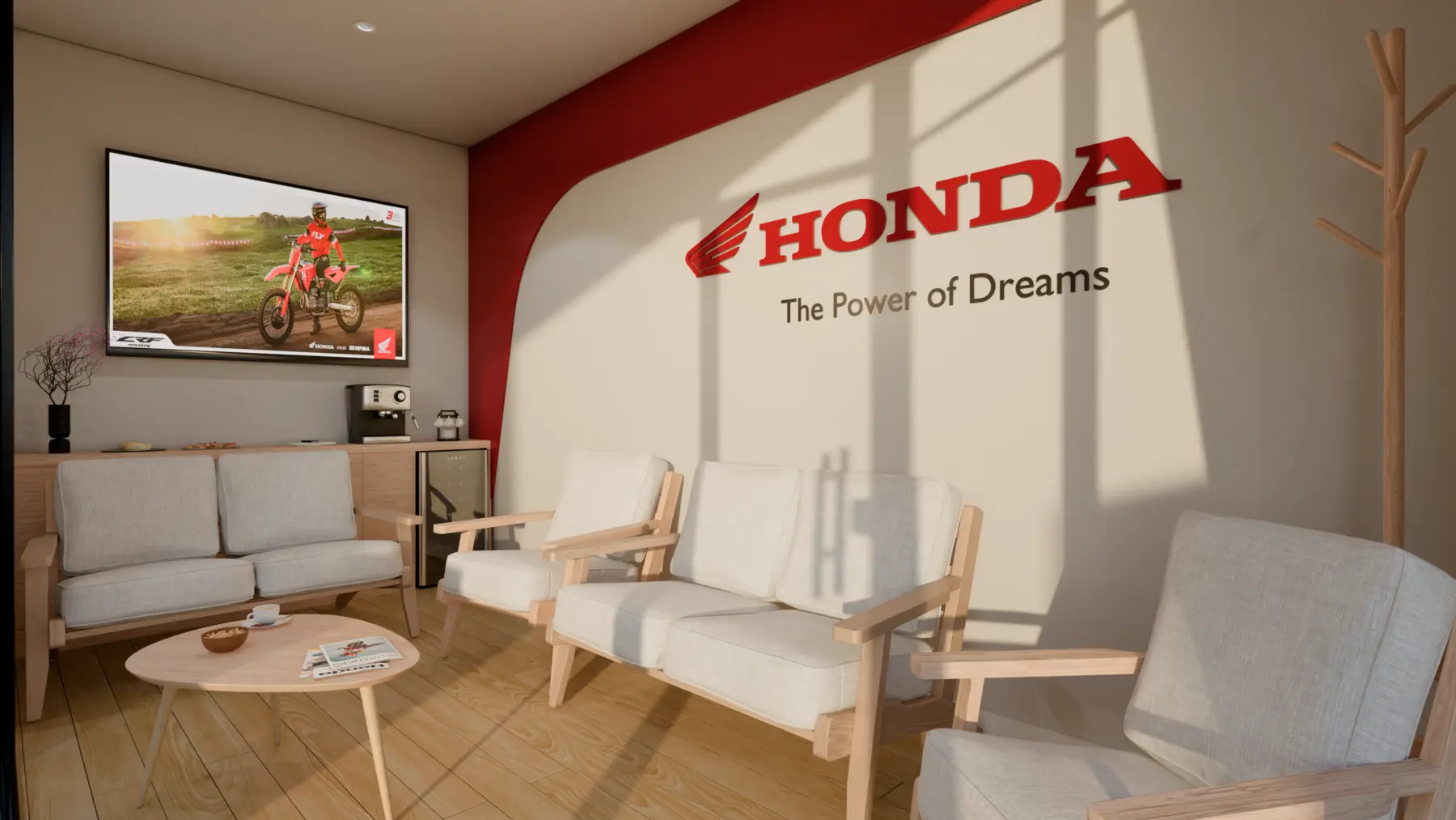 Branded lounge, interior seating area